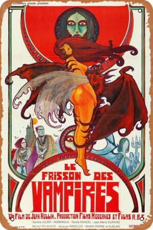 Requiem for a Vampire Horror Movie Poster Tin Sign Vintage Metal Sign Retro Wall Decor 12x8 Inches