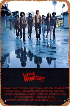 Retro Metal Sign Vintage Tin Sign The Warriors Movie Poster for Home Wall Decor Cafe Bar office Art Sign Gift 12 X 8 inch