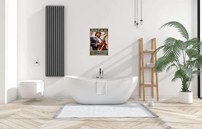 Retro Metal Tin Life is a Lot Like Jazz Best When You Impvovise Jazz Posters Saxophone Vintage Home Garage Man Cave Bar Pub Wall Decor 12x8 Inch