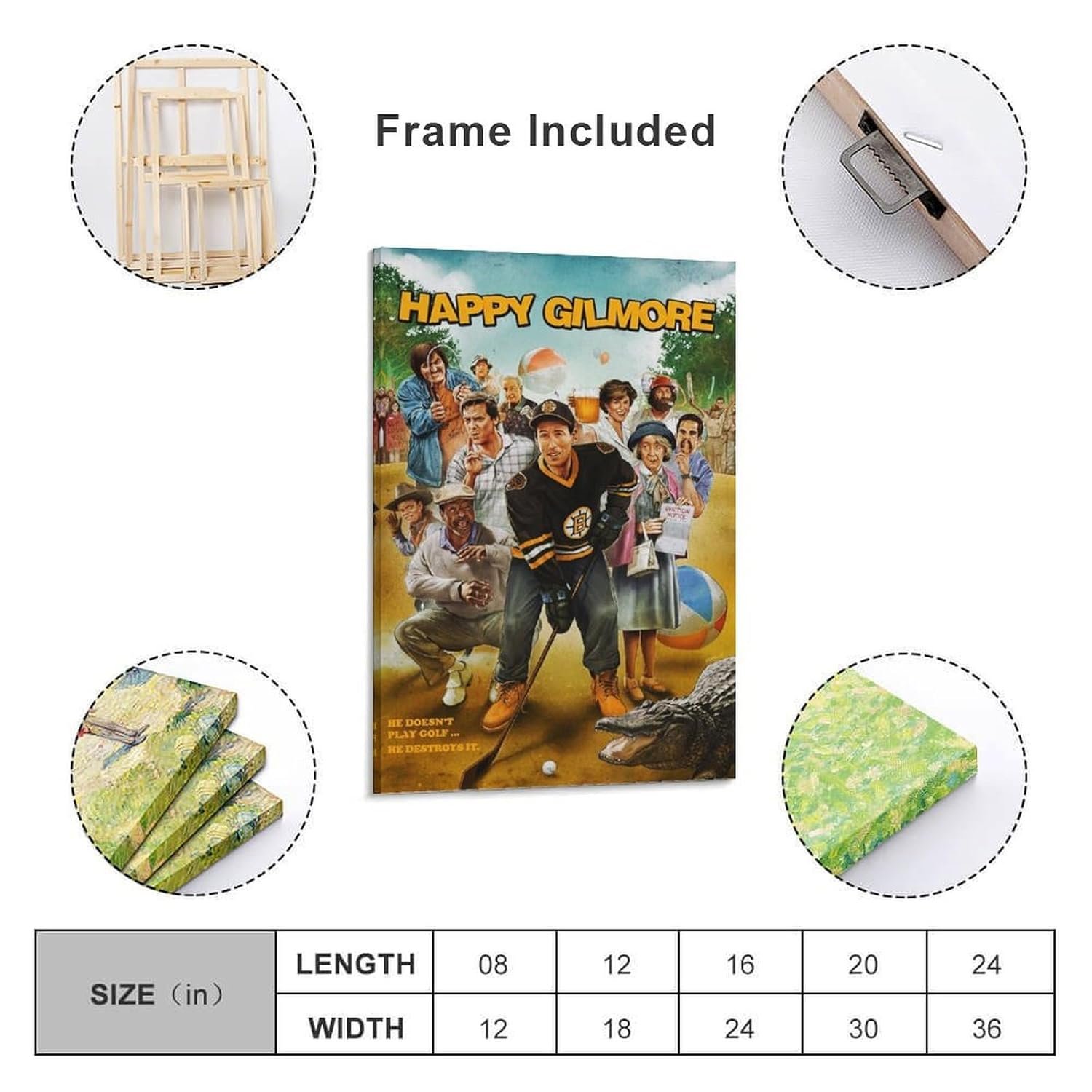 Room Aesthetic Poster Classic Movie Happy Gilmore Movie Posters Cool Artwork Wall Art Home Decor Gift Ideas Prints Poster Decorative Painting Canvas Wall Art Living Room Posters...