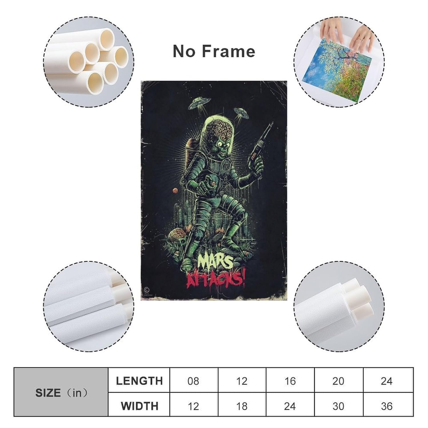 Room Aesthetic Poster Classic Movie Mars Attacks Movie Posters Cool Artwork Wall Art Home Decor Gift Ideas Prints Movie Poster Poster Decorative Painting Canvas Wall Art Living...