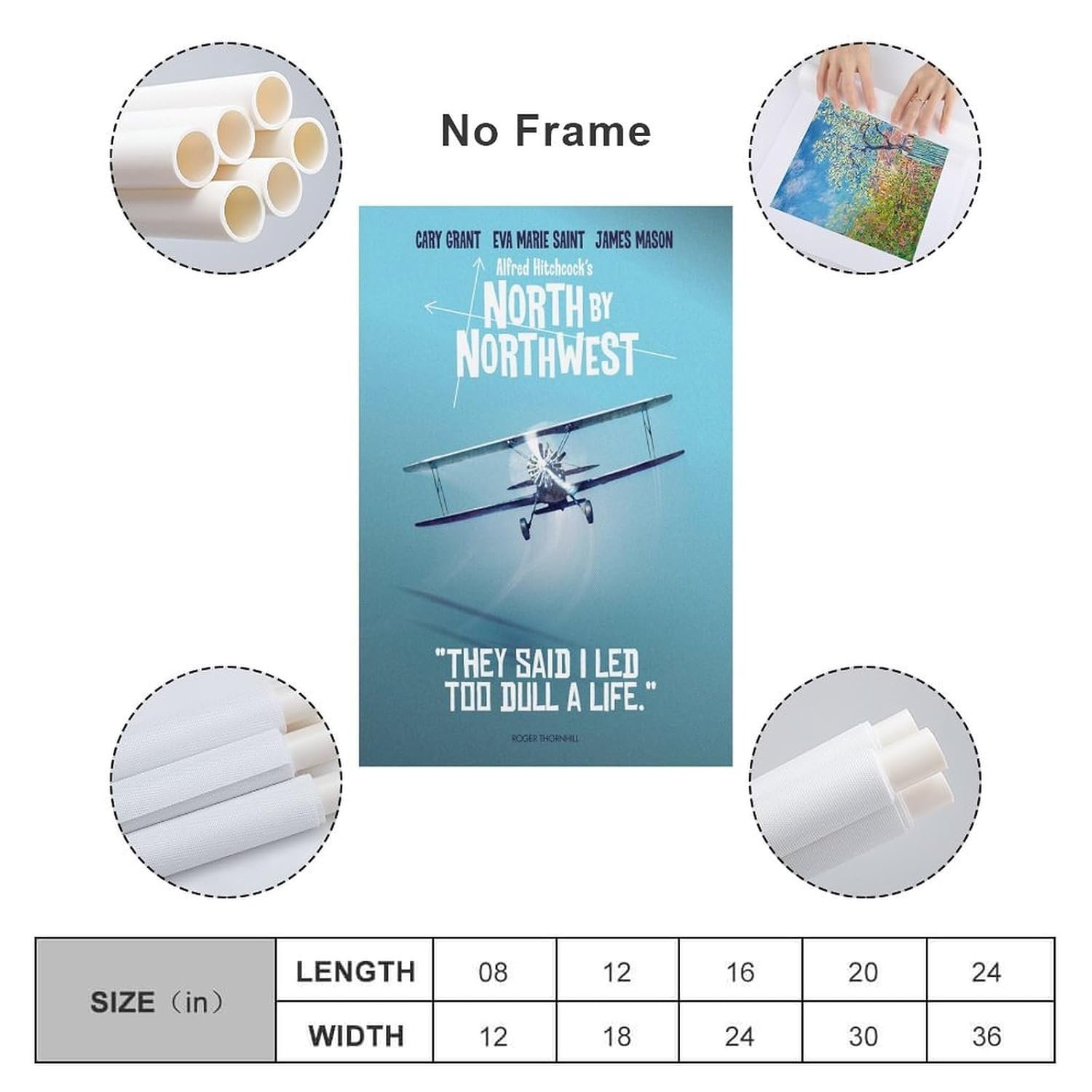 Room Aesthetic Poster Classic Movie North by Northwest Movie Posters Cool Artwork Wall Art Home Decor Gift Ideas Poster Decorative Painting Canvas Wall Art Living Room Posters...