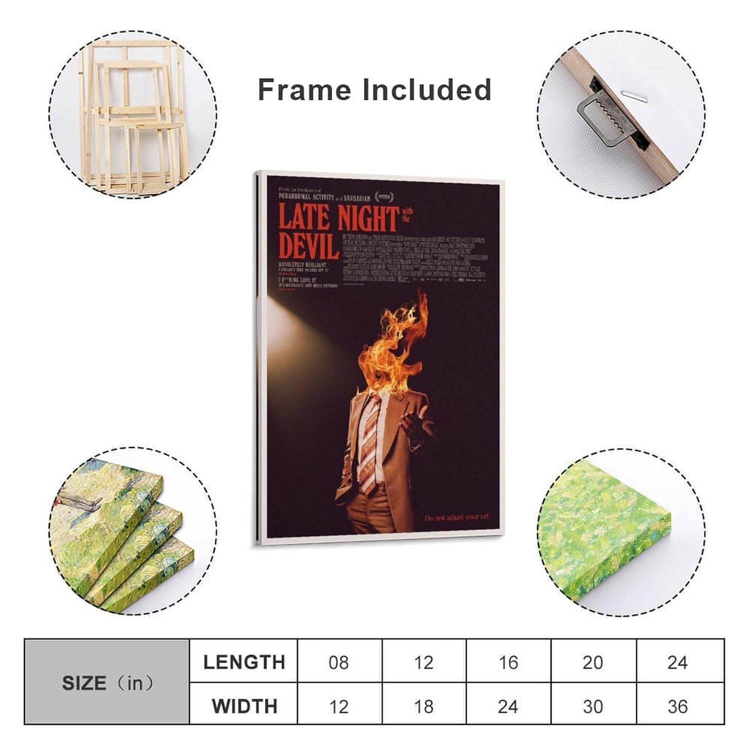 Room Decor Posters Late Night with The Devil Movie Poster Room Aesthetic Posters Cool Artwork Wall Art Home Decor Gift Ideas Poster Decorative Painting Canvas Wall Art Living...