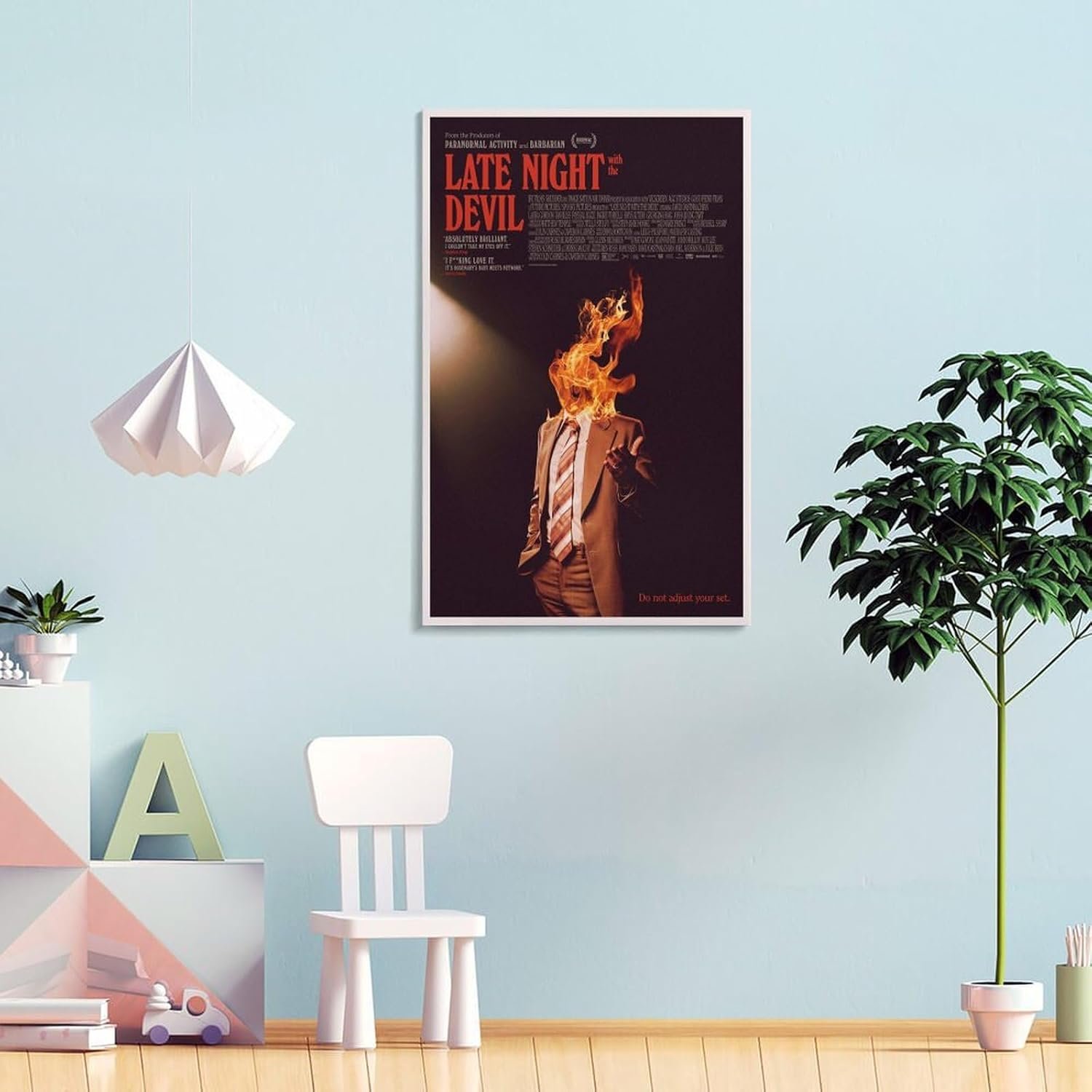 Room Decor Posters Late Night with The Devil Movie Poster Room Aesthetic Posters Cool Artwork Wall Art Home Decor Gift Ideas Poster Decorative Painting Canvas Wall Art Living...