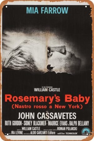 Rosemary's Baby 1968 Horror Movie Poster Tin Sign Vintage Metal Sign Retro Wall Decor 12x8 Inches