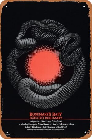 Rosemary's Baby 1990 Horror Movie Poster Tin Sign Vintage Metal Sign Retro Wall Decor 12x8 Inches