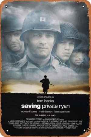 Saving Private Ryan Movie Poster Vintage Tin Sign for Cafe Bar Garage Home Wall Art Decor Gift Retro Metal Sign 12 X 8 inch