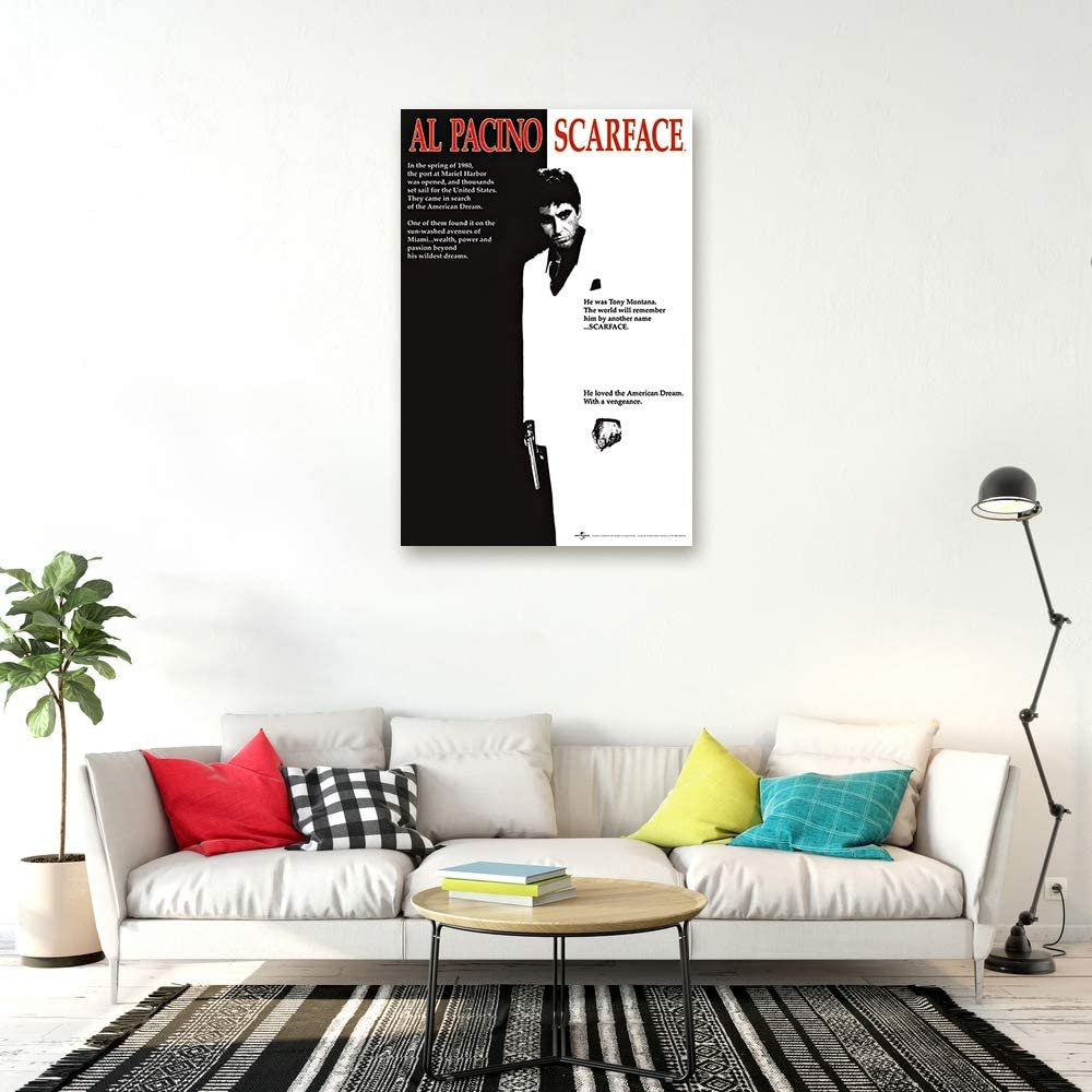 Scarface Movie (Al Pacino, Black and White) Poster Print - 24x36 Collections Poster Print, 24x36 Poster Print, 24x36