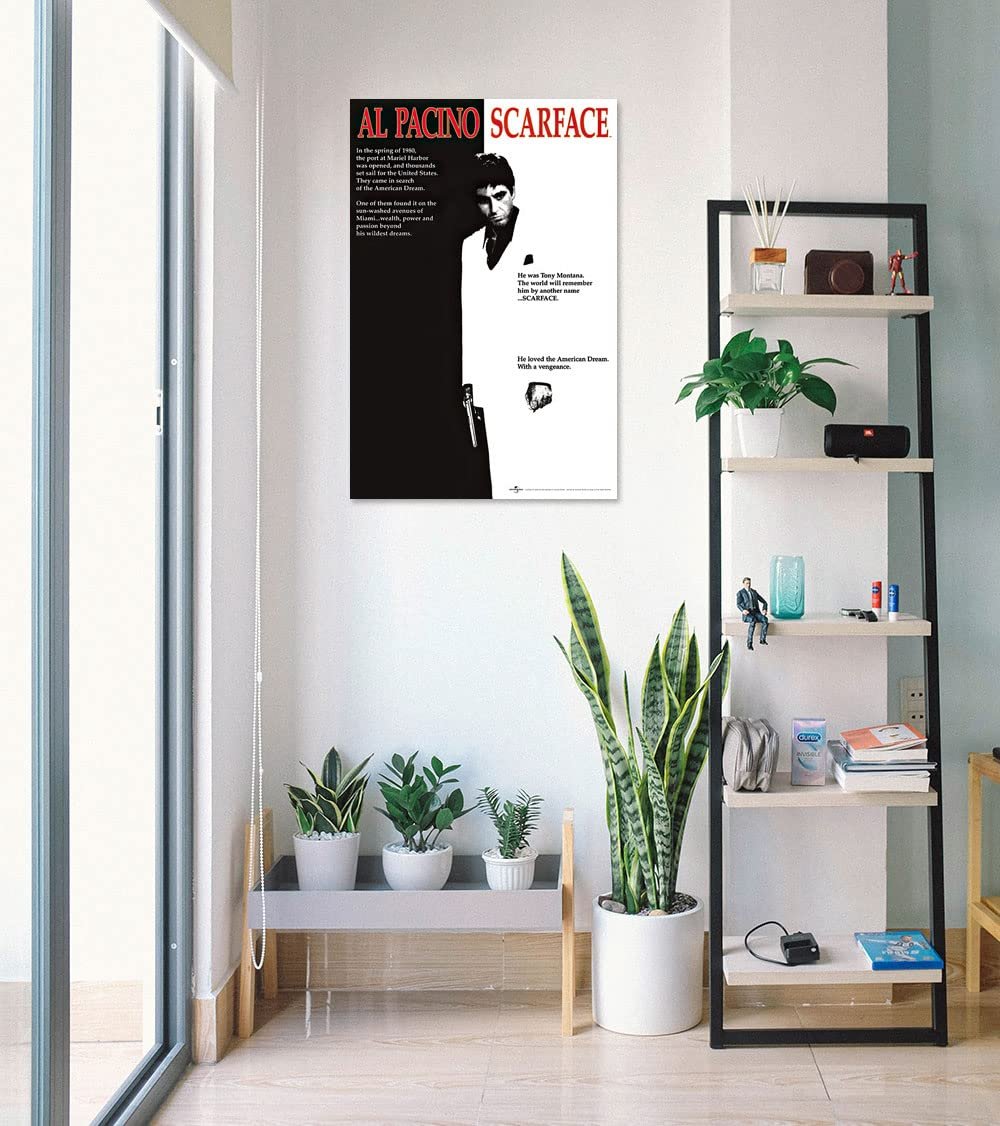 Scarface Movie (Al Pacino, Black and White) Poster Print - 24x36 Collections Poster Print, 24x36 Poster Print, 24x36