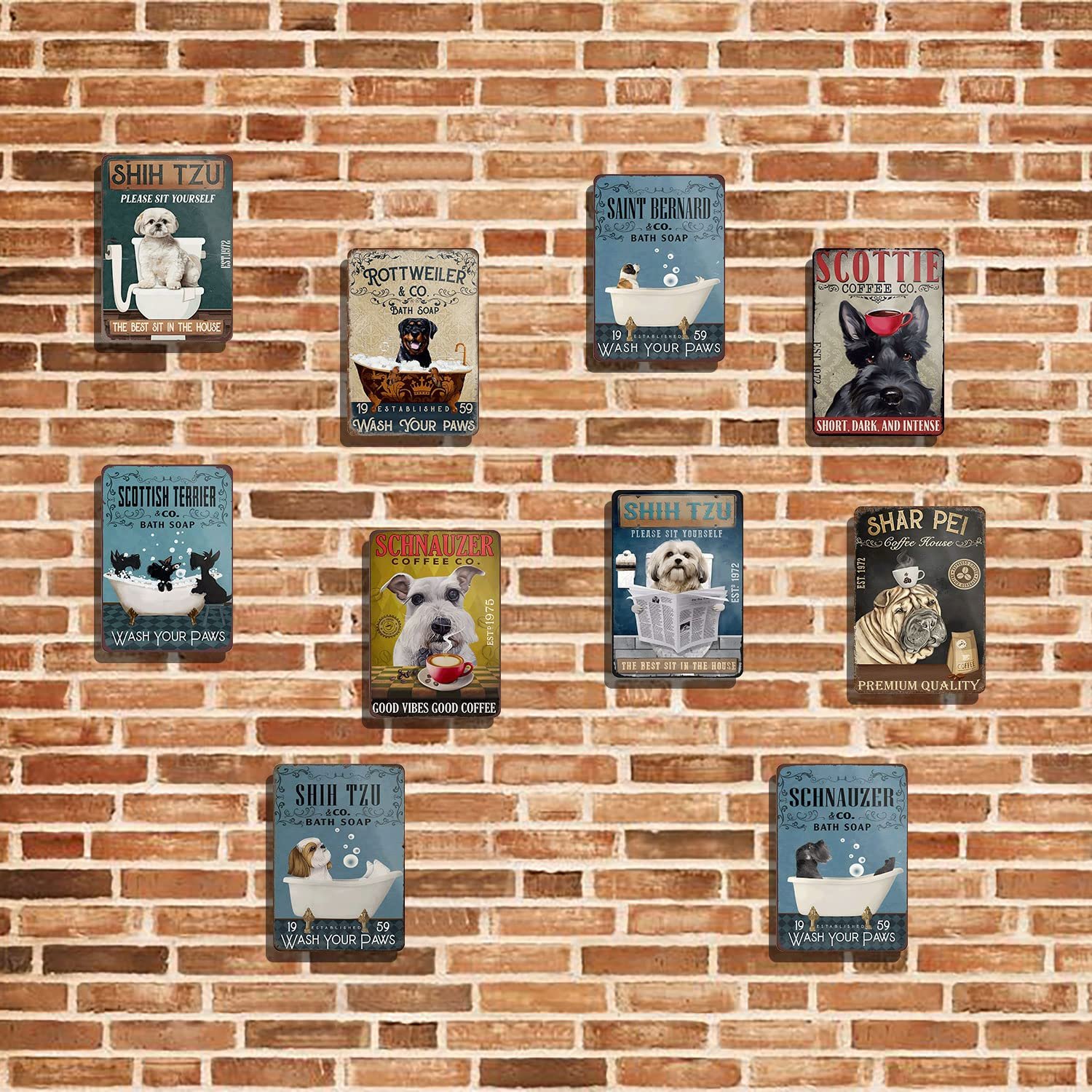 Scottish Terrier Dog Coffee Company Metal Sign Rustic Decoration Vintage Tin Sign Home Kitchen Bar Cafe Club Cave Wall Decor Funny Dog Tin Sign 12 X 8 Inch