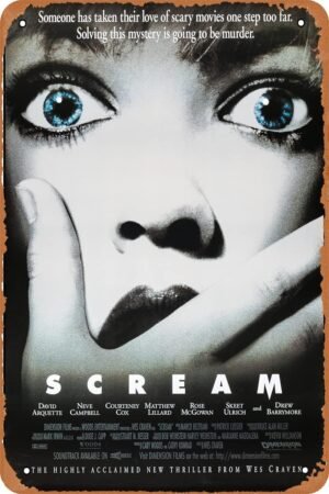 Scream - 1996 Horror Movie Poster Vintage Metal Tin Sign Retro Style Wall Plaque Decoration Gifts for Men Women 8x12 inch