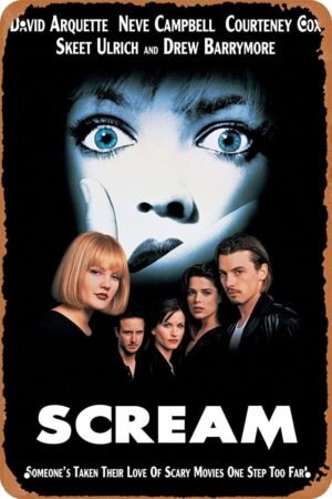 SCREAM Horror Movie Poster Vintage Metal Tin Sign Retro Style Wall Plaque Decoration Gifts for Men Women 8x12 inch
