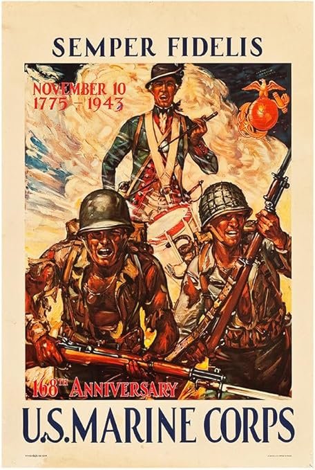 Semper Fidelis - US Marines - - WW2 Poster-24 x 36 Inches