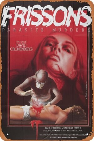 Shivers Horror Movie Poster Tin Sign Vintage Metal Sign Retro Wall Decor 12x8 Inches