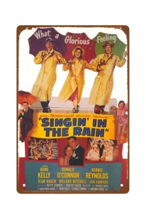 Singing In The Rain 1952 Movie Metal Wall Tin Sign Old Movies Retro Retro Gift Man Cave Decor Vintage Decorations Retro Romantic Romance Film 8"x12"