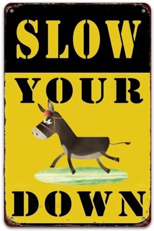 Slow Your Down Sign Durable Metal Slow Your Donkey Down Sign Use Outdoor Makes a Funny Slow Down Signs for Neighborhood Road Sign 8 x 12 IN