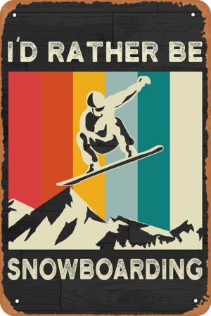 Snowboarding Snowboard Poster Vintage Tin Sign for Ski Facility Gifts for Ski Lovers Home Wall Art Decor Cafe Bar Man Cave Garage Retro Metal Sign 12 X 8 inch