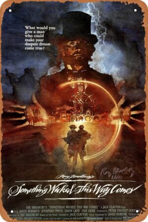 Something Wicked This Way Comes Horror Movie Poster Tin Sign Vintage Metal Sign Retro Wall Decor 12x8 Inches