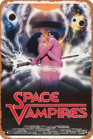 Space Vampires 1985 Horror Movie Poster Tin Sign Vintage Metal Sign Retro Wall Decor 12x8 Inches