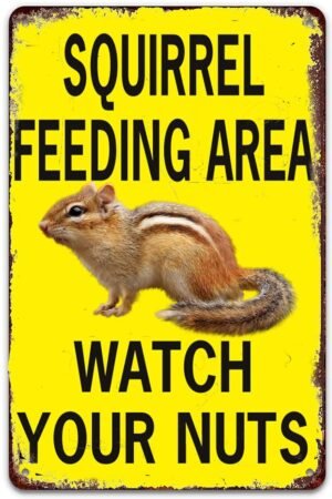 Squirrel Feeding Area Watch Your Nuts,Outdoor Home Wall Decoration Size 8x12 inch