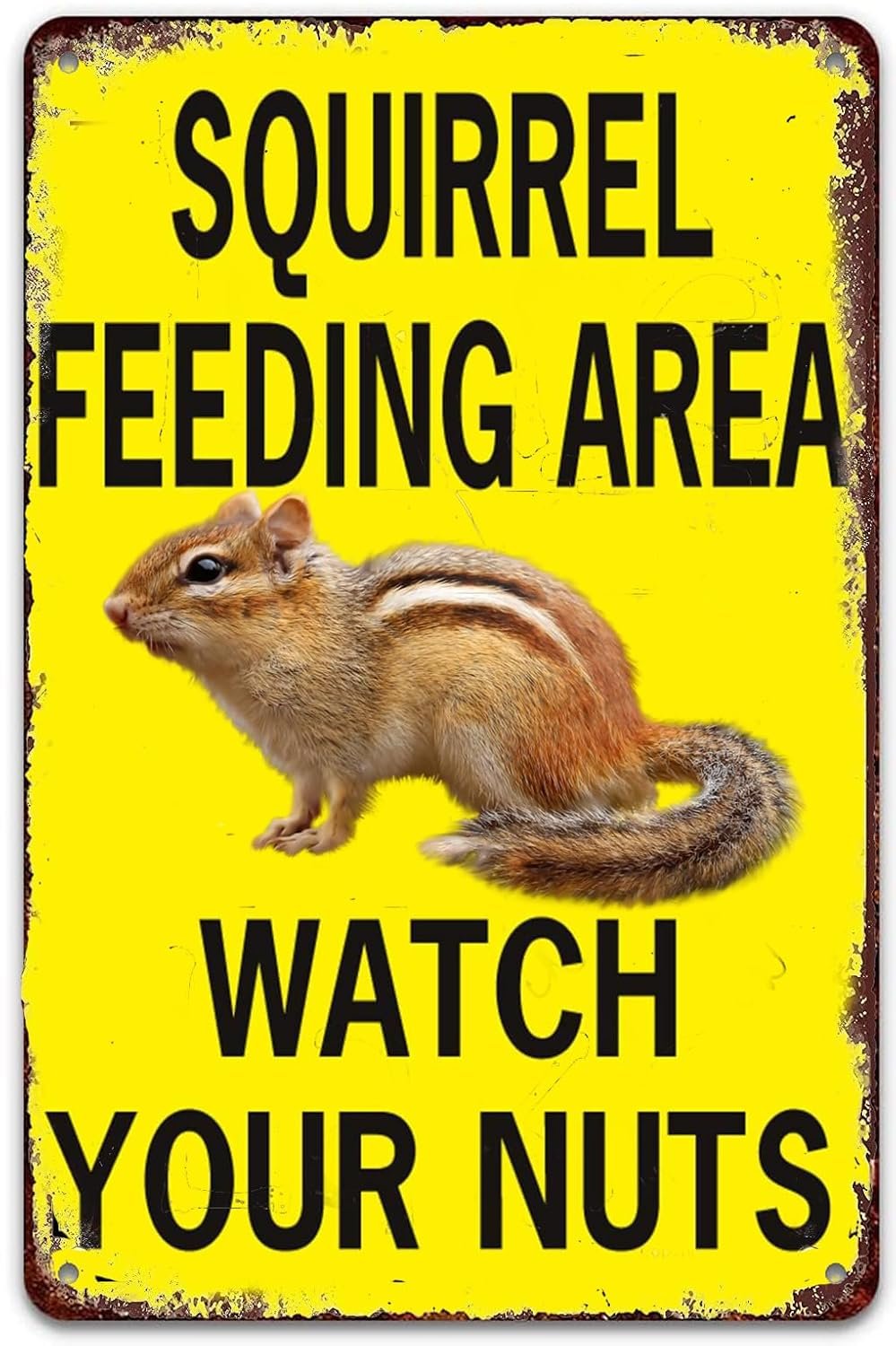 Squirrel Feeding Area Watch Your Nuts,Outdoor Home Wall Decoration Size 8x12 inch