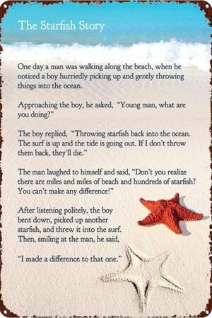 Starfish Metal Tin Sign Starfish Story Retro Poster Cafe Bar Living Room Bathroom Kitchen Home Art Wall Decoration Plaque Gift 8 X 12
