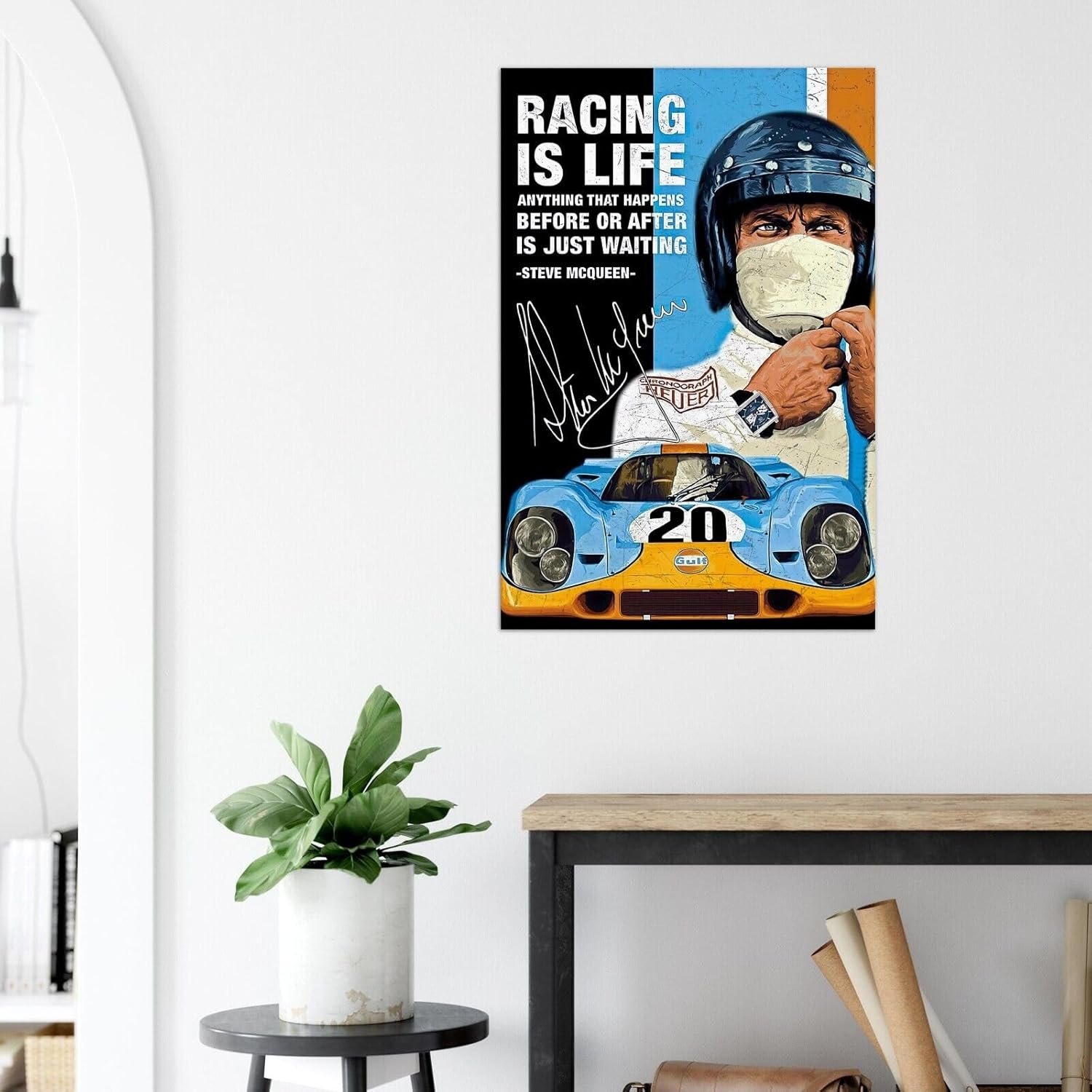 Steve McQueen - Racing is Life - Vintage Auto Racing Poster-24 x 36 Inches