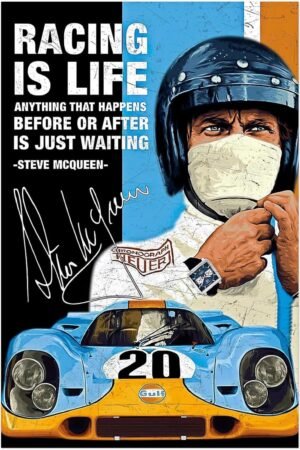 Steve McQueen - Racing is Life - Vintage Auto Racing Poster-24 x 36 Inches