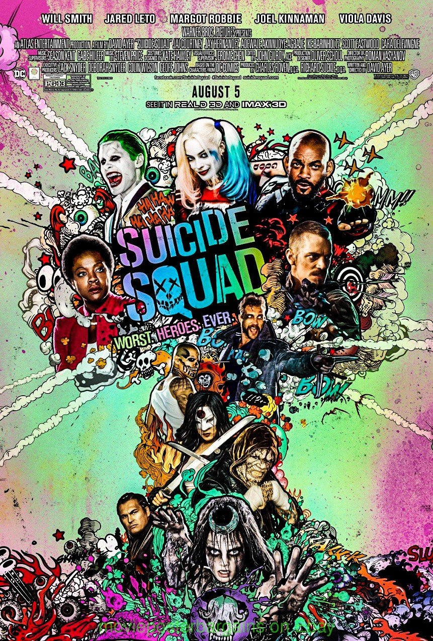 SUICIDE SQUAD MOVIE POSTER Double Sided 27x40 DS Rated HARLEY QUINN WILL SMITH