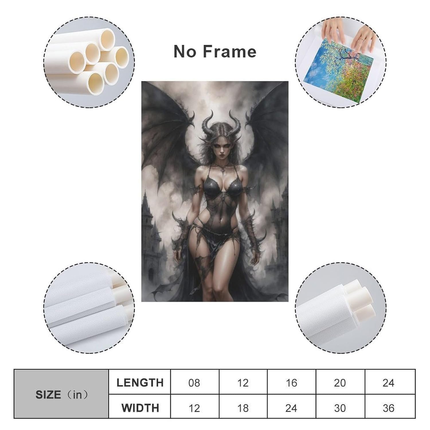 tendayougo Demonic Lilith, Dark Fantasy Illustration Poster Canvas Art Poster And Wall Art Picture Print Modern Family Bedroom Decor Posters 08x12inch(20x30cm)