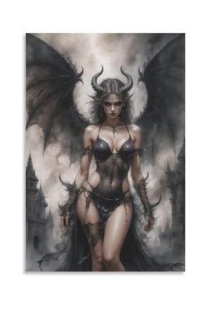 tendayougo Demonic Lilith, Dark Fantasy Illustration Poster Canvas Art Poster And Wall Art Picture Print Modern Family Bedroom Decor Posters 08x12inch(20x30cm)