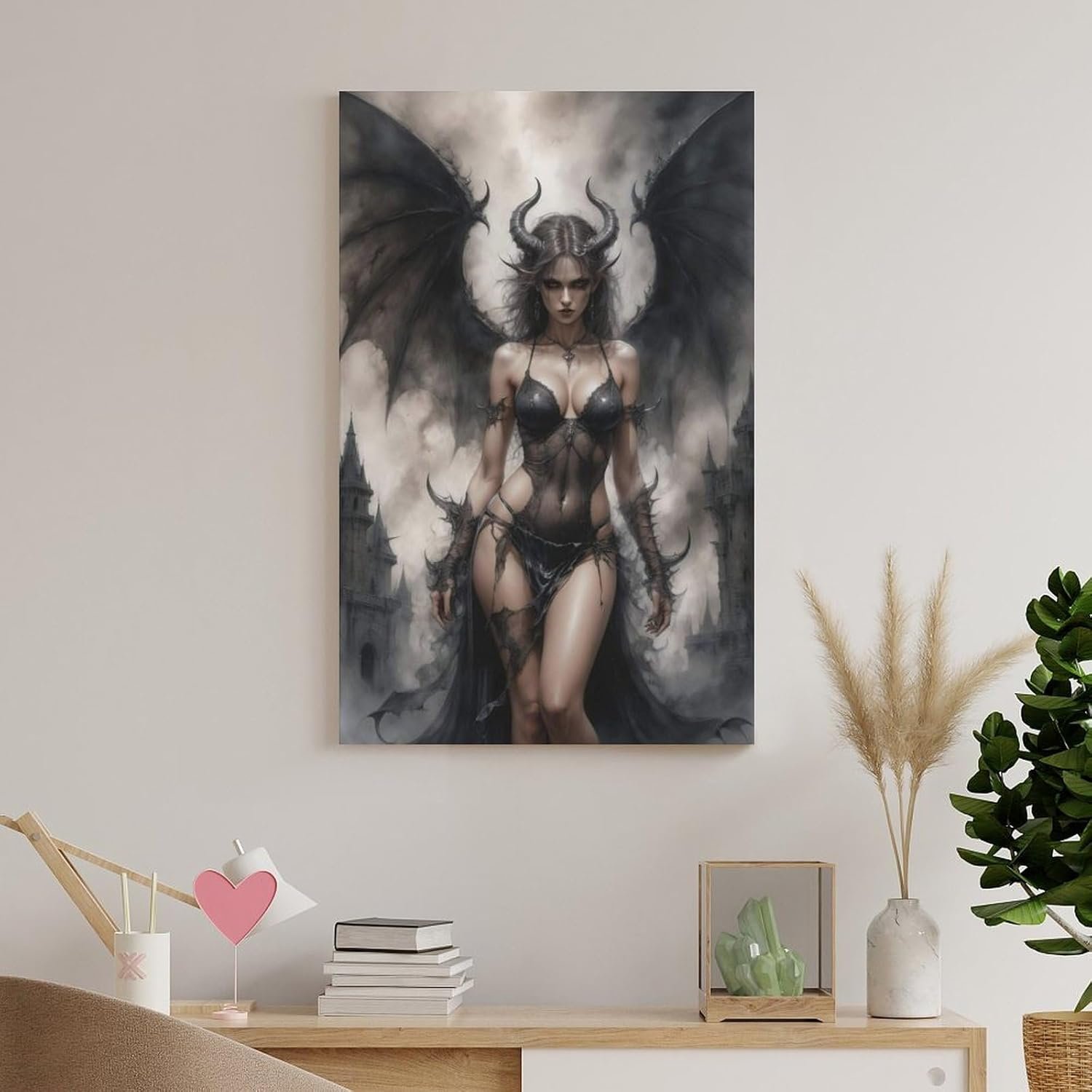 tendayougo Demonic Lilith, Dark Fantasy Illustration Poster Canvas Art Poster And Wall Art Picture Print Modern Family Bedroom Decor Posters 08x12inch(20x30cm)