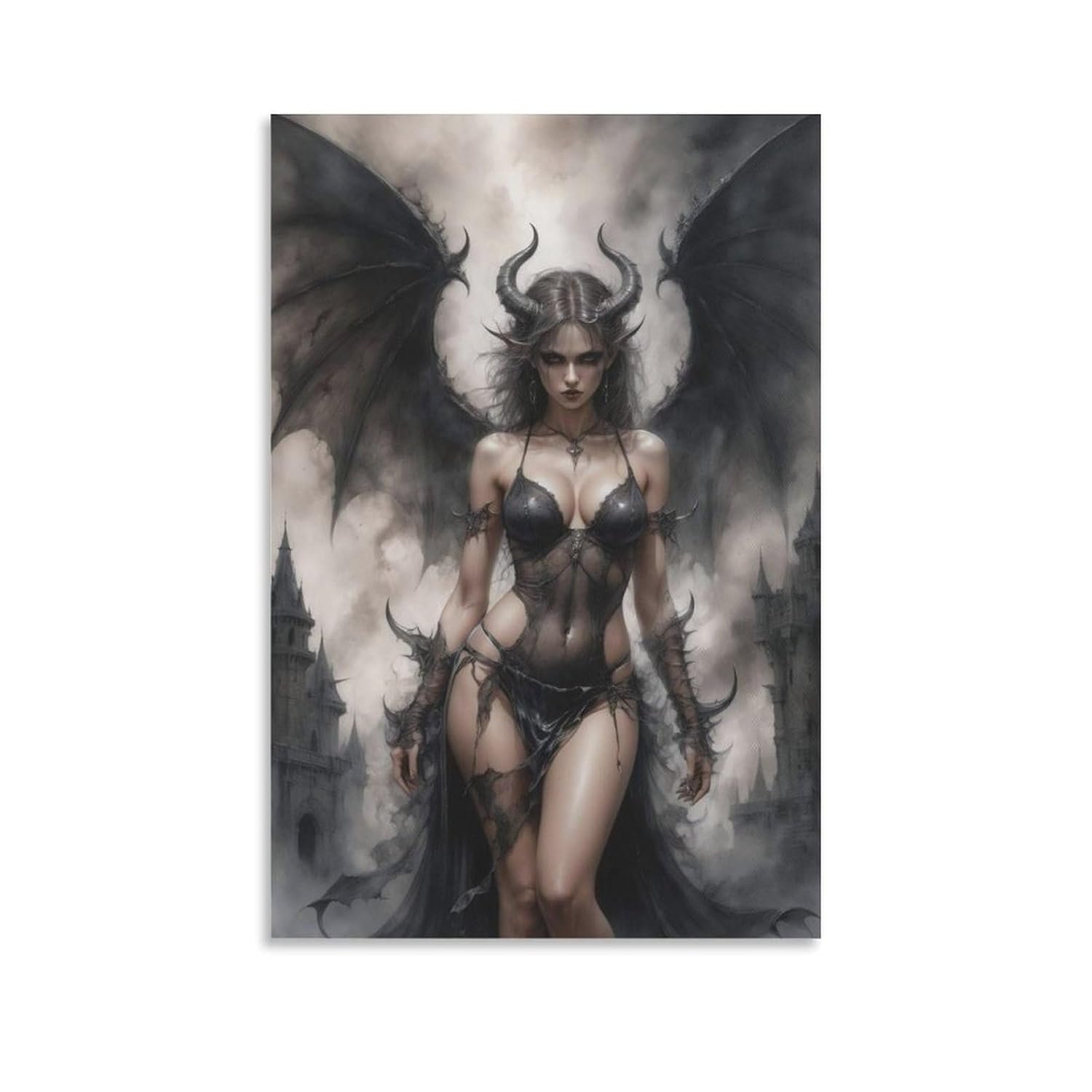 tendayougo Demonic Lilith, Dark Fantasy Illustration Poster Canvas Art Poster And Wall Art Picture Print Modern Family Bedroom Decor Posters 08x12inch(20x30cm)