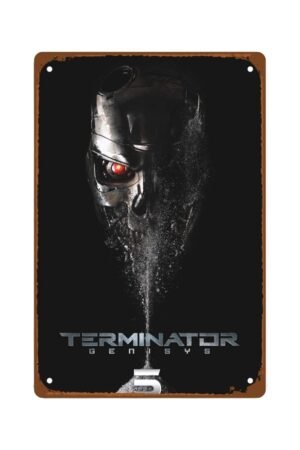 Terminator Genesis Movie Man Cave Decor Science Fiction Movie Poster Metal Wall Tin Sign Retro Gift Vintage Decorations 8"x12"