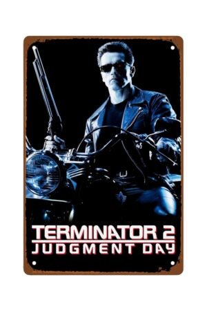 Terminator Judgment Day Films Man Cave Decor Action Technology Movie English Metal Wall Tin Sign Retro Gift Vintage Decorations Classic Movie 8"x12"