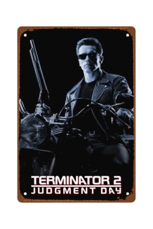 Terminator Judgment Day Movie Metal Wall Tin Sign Thriller Movie Modern Retro Gift Man Cave Decor Vintage Decorations Action Film 8"x12"