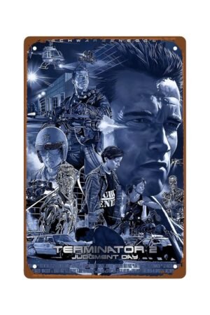 Terminator Judgment Day Movies Metal Wall Tin Sign Action Science Fiction Movie Art Deco Retro Gift Man Cave Decor Vintage Decorations Classic Film 8"x12"