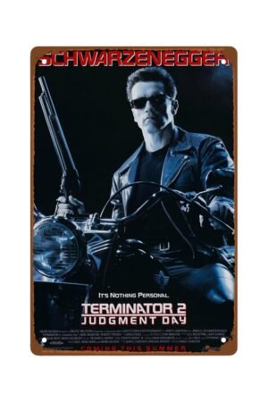 Terminator Judgment Day Wall Art Metal Wall Tin Sign Theater Dorm Bedroom Aesthetic Room Decor Retro Gift Man Cave Decor Vintage Decorations 8"x12"
