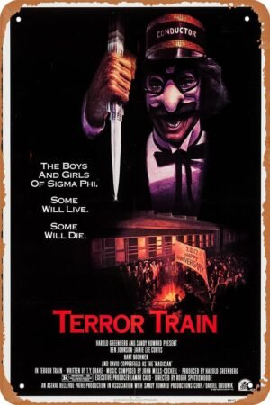 Terror Train Horror Movie Poster Tin Sign Vintage Metal Sign Retro Wall Decor 12x8 Inches