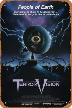 TerrorVision Horror Movie Poster Tin Sign Vintage Metal Sign Retro Wall Decor 12x8 Inches