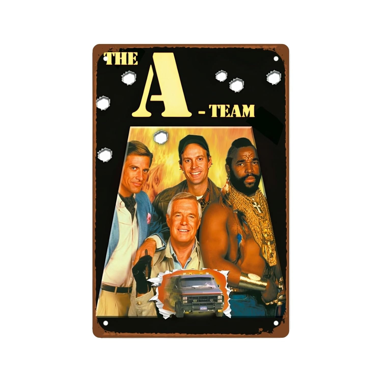 The A-Team Movie Metal Wall Tin Sign Team Fighting Movies poster Man Cave Decor Retro Gift Vintage Gunfight Movies Country Rustic Decorations 8"x12"