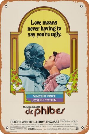 The Abominable Dr. Phibes Horror Movie Poster Tin Sign Vintage Metal Sign Retro Wall Decor 12x8 Inches