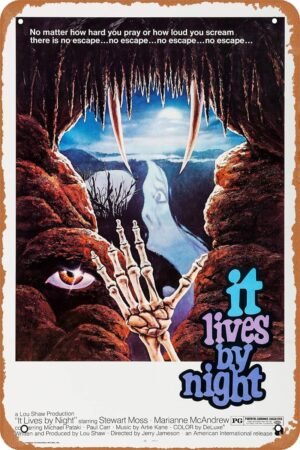 The Bat People Horror Movie Poster Tin Sign Vintage Metal Sign Retro Wall Decor 12x8 Inches