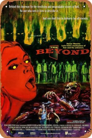 The Beyond Horror Movie Poster Tin Sign Vintage Metal Sign Retro Wall Decor 12x8 Inches