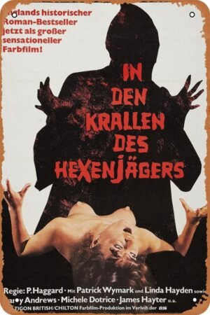 The Blood on Satan's Claw Horror Movie Poster Tin Sign Vintage Metal Sign Retro Wall Decor 12x8 Inches