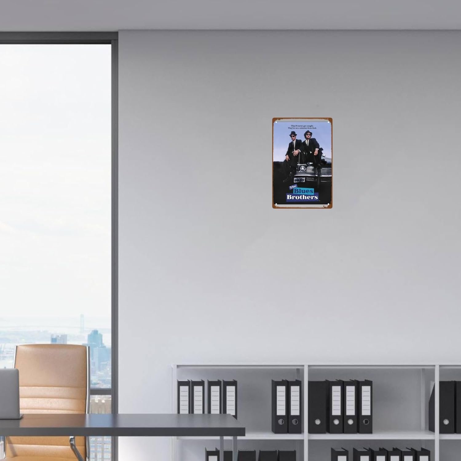 The Blues Brothers Metal Wall Tin Sign They'll Never Get Caught. They're On A Mission From God Man Cave Decor Retro Gift Vintage Classic Film Poster Art Deco Decorations 8"x12"