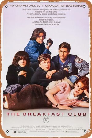 The Breakfast Club 1985 Horror Movie Poster Tin Sign Vintage Metal Sign Retro Wall Decor 12x8 Inches