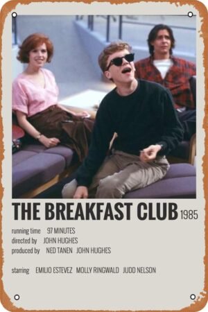 The Breakfast Club Horror Movie Poster Tin Sign Vintage Metal Sign Retro Wall Decor 12x8 Inches