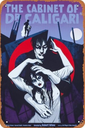 The Cabinet of Dr. Caligari Horror Movie Poster Tin Sign Vintage Metal Sign Retro Wall Decor 12x8 Inches