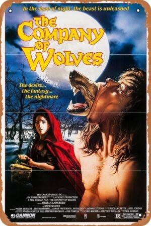 The Company of Wolves Horror Movie Poster Tin Sign Vintage Metal Sign Retro Wall Decor 12x8 Inches